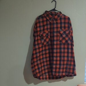 DIXXON Men's Orange and Black Plaid Shirt